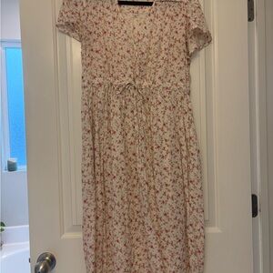 Christy Dawn Dawn Dress Floral Midi Dress - Cream with Pink Floral Print